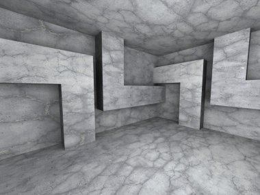 Karanlık beton boş oda 