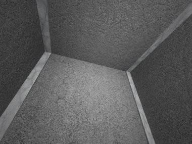 Boş beton duvarların iç Oda 