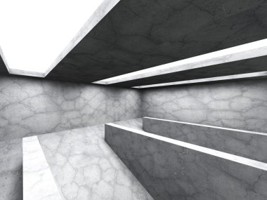 Karanlık boş beton odası iç