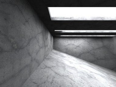 Karanlık boş beton odası iç