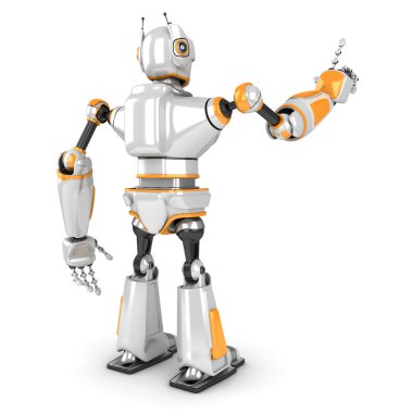 Fütüristik beyaz robot işaret parmağı