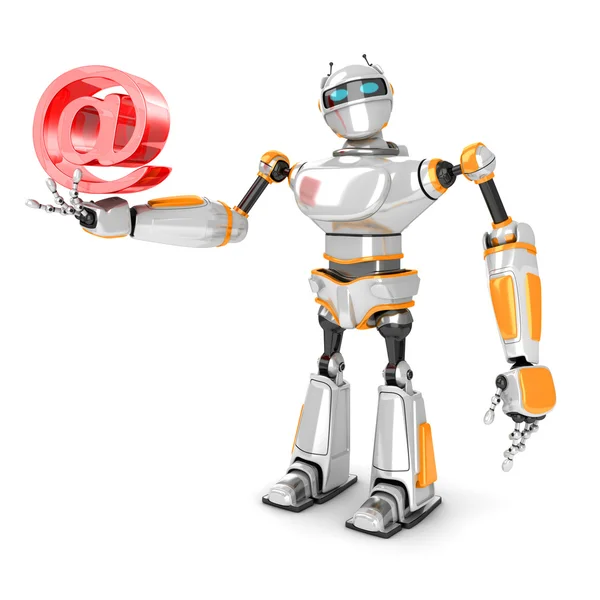 Futuristic Robot With E-mail Symbol — Stock Photo, Image