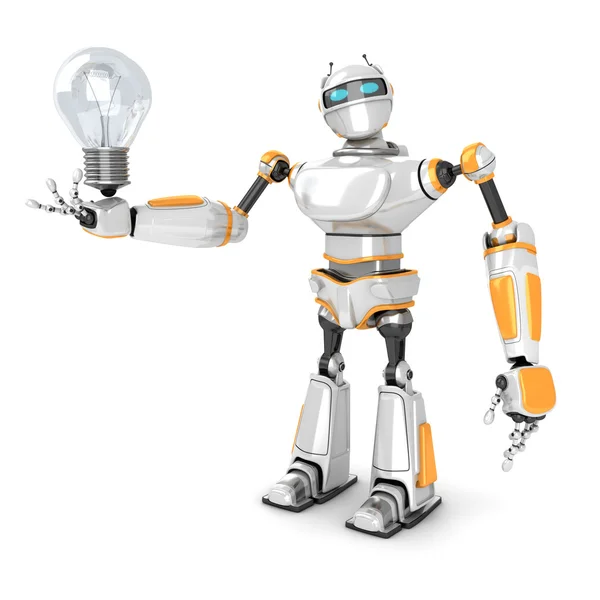 Futuristic Robot with Light Bulb — Stock Photo, Image