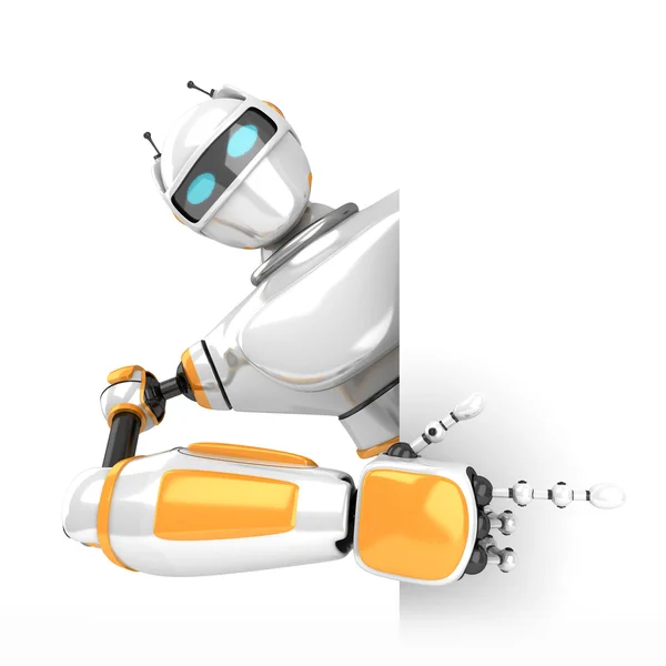 Robot futuristico con banner informativo — Foto Stock