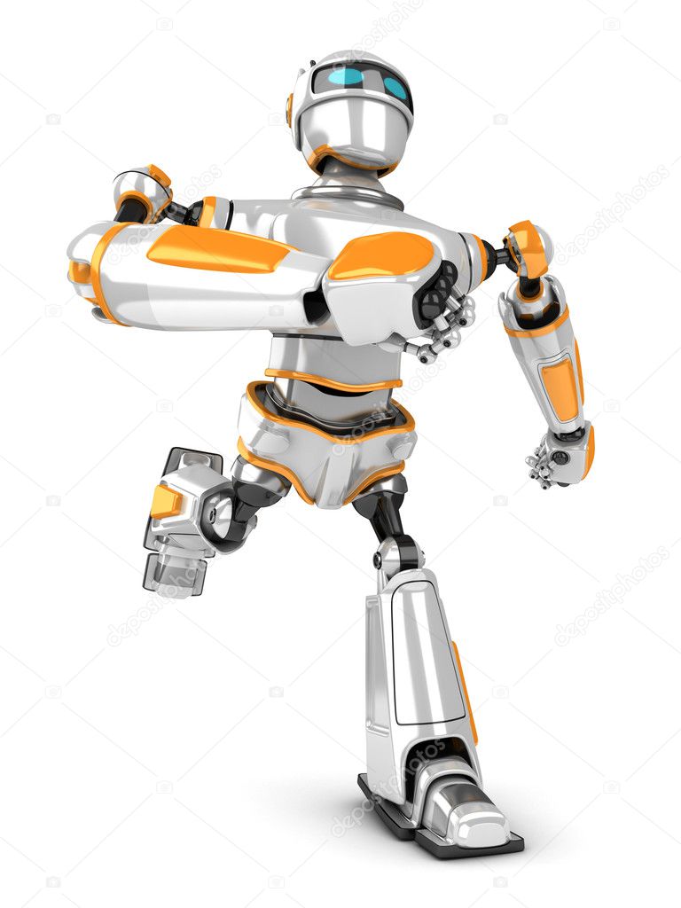 Futuristic Robot Running Fast