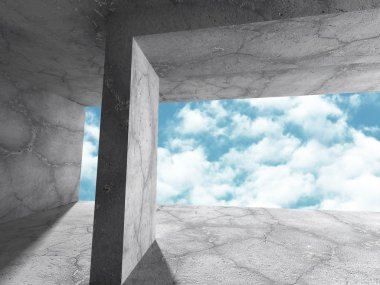 Beton boş odası iç