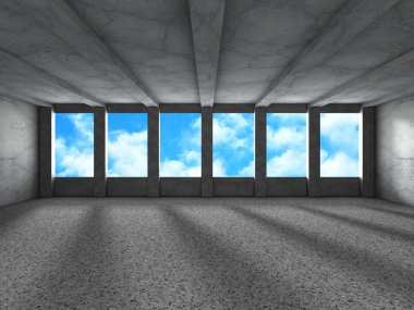 Windows ve bulutlu gökyüzü ile Beton İnşaat 