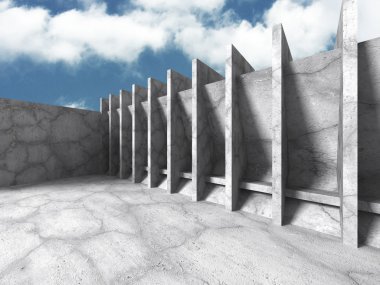 Beton İnşaat kullan mimari ve bulutlu gökyüzü 