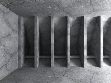 Beton duvarlar karanlık boş oda