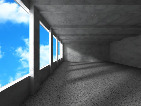 Concrete construction with windows and cloudy sky — Stock Photo, Image