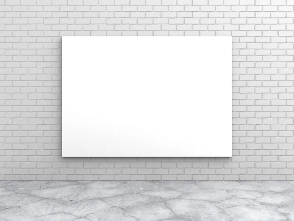 Banner bianco sul muro di mattoni — Foto Stock