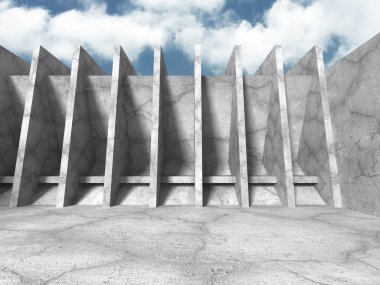Dikey elemanları ve gökyüzü ile Beton İnşaat