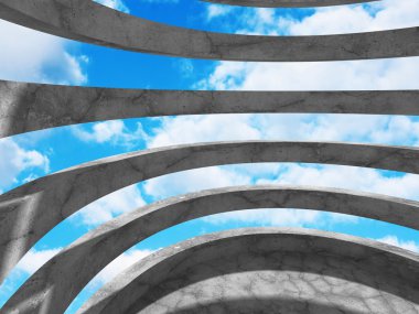 semicircles ve gökyüzü ile beton mimari tasarım