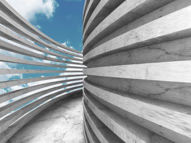 semicircles ve gökyüzü ile beton mimari tasarım