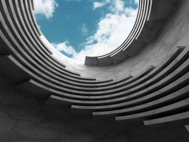 semicircles ve gökyüzü ile beton mimari tasarım