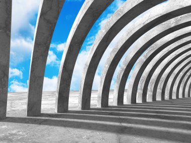 kemerli ve gökyüzü ile beton mimari tasarım 