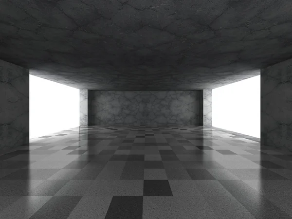 concrete empty room with tile floor