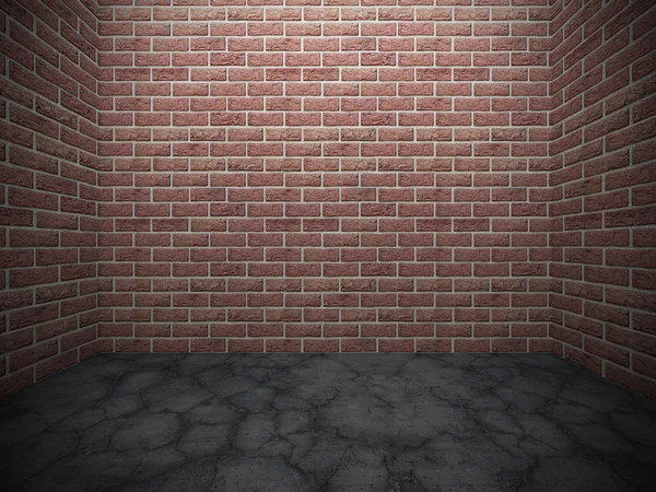 Tuğla duvar ve Beton taş zemine — Stok fotoğraf