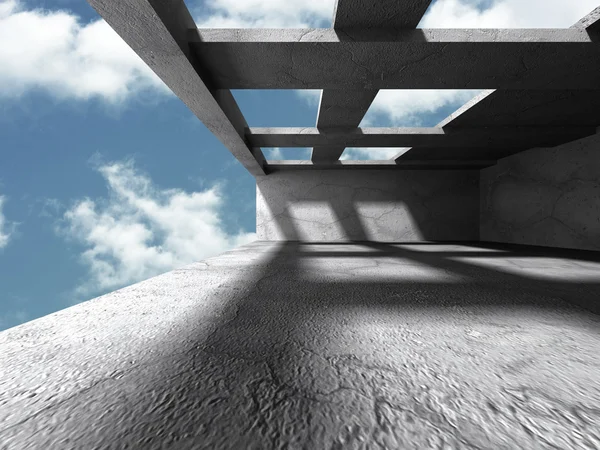 Construção de arquitetura de concreto e céu nublado — Fotografia de Stock