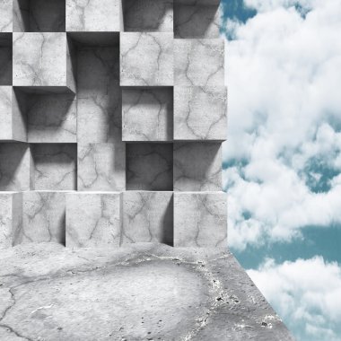 kübik deseni ile beton duvar