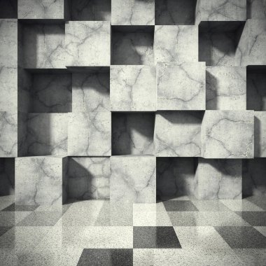 kübik deseni ile beton duvar