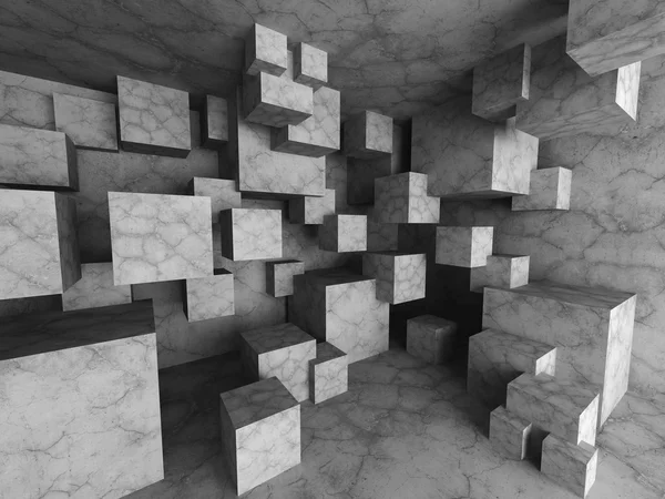 Paredes de concreto com cubos caóticos — Fotografia de Stock