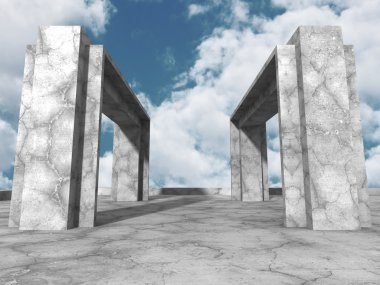 Simetrik Beton İnşaat ve gökyüzü 