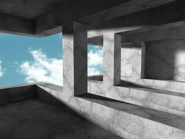 Construction d'architecture en béton et ciel nuageux — Photo