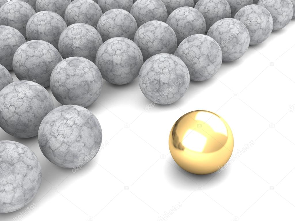 Leadership concept with golden sphere