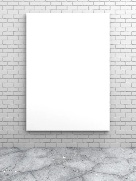 Banner bianco sul muro di mattoni — Foto Stock