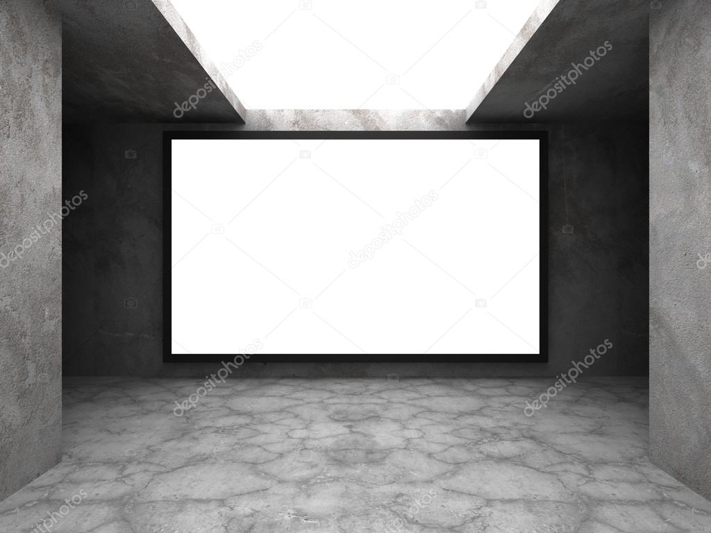 blank white banner on concrete wall