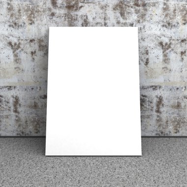 Beton duvar boş beyaz afiş