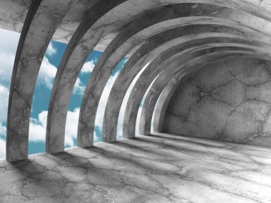 kemerli ve gökyüzü ile beton mimari tasarım 