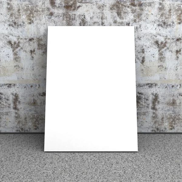 Bannière blanche vierge sur mur en béton — Photo