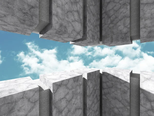 Beton simetrik inşaat ve gökyüzü