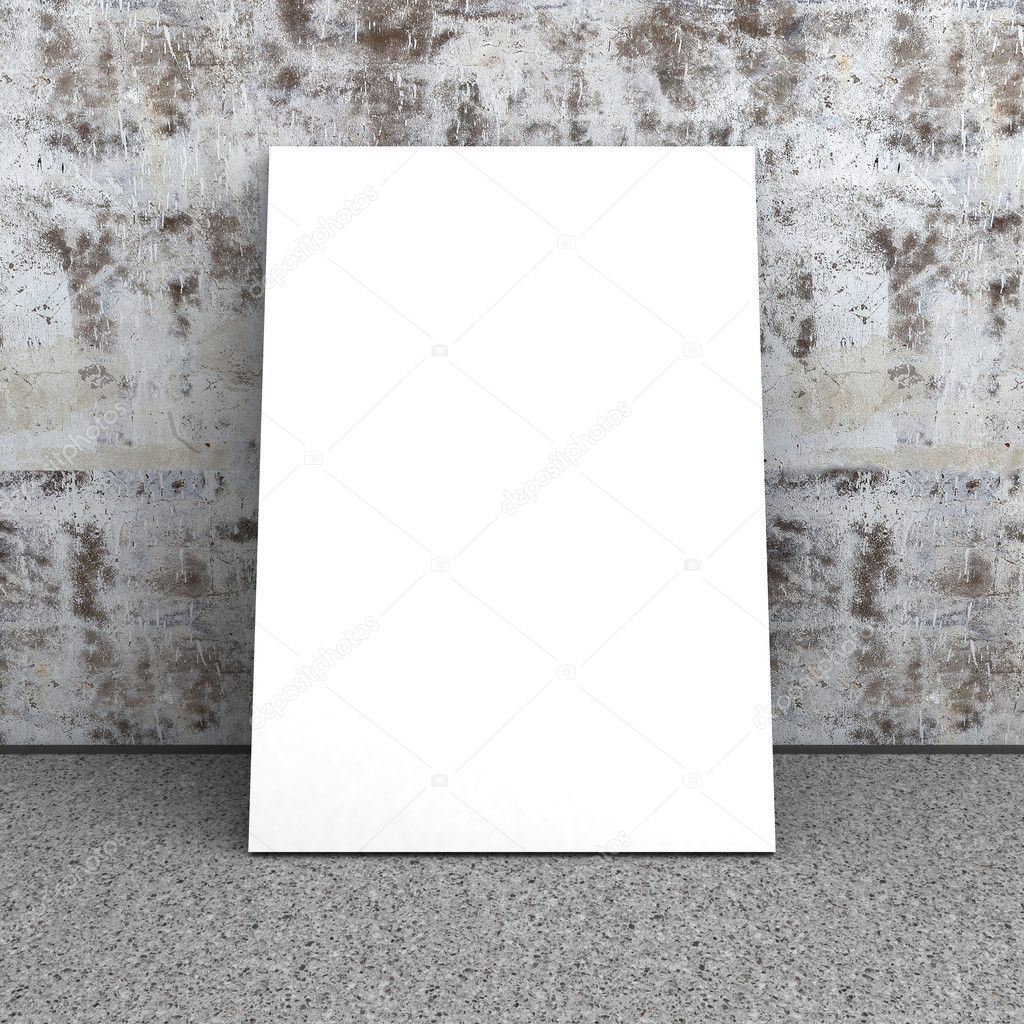 blank white banner on concrete wall