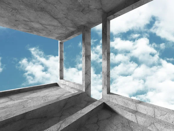 Beton építészeti építési és felhős ég — Stock Fotó