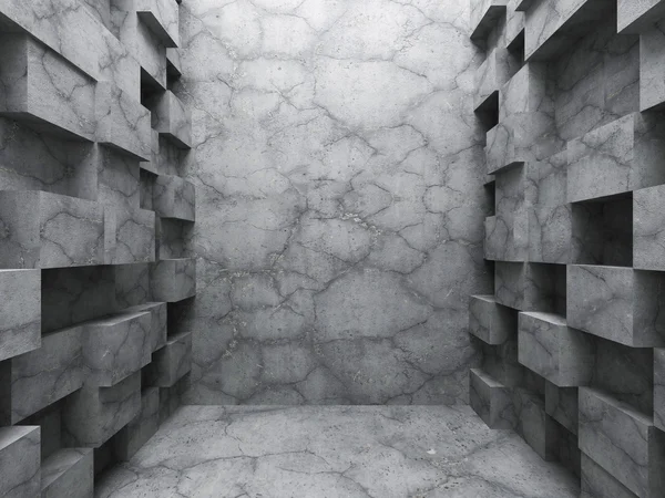 Concrete architecture construction with cubes on walls
