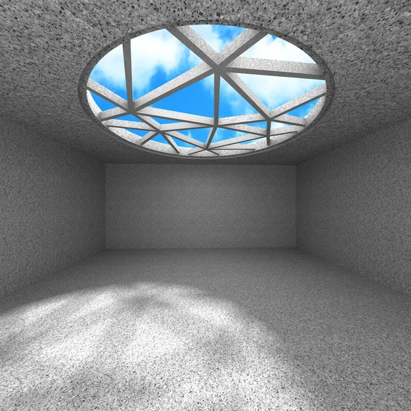 Empty room with ceiling window to sky — Stock Photo, Image