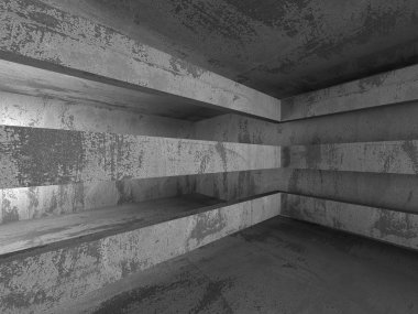 Karanlık beton boş oda 