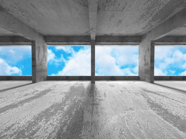 Bulut gökyüzü arka plan üzerinde beton mimari