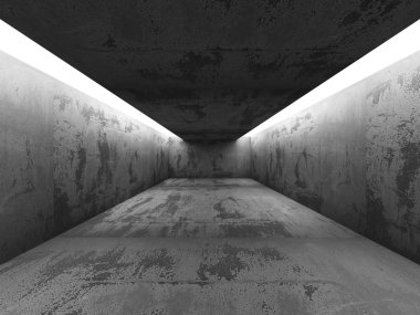 Karanlık boş beton odası iç 