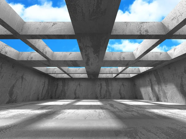 Beton duvarlar boş odası iç.