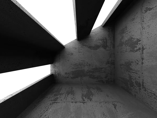 어두운 콘크리트 빈 객실 내부. — 스톡 사진