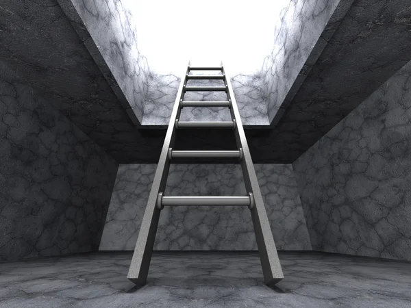 Ladder uit uit donkere kelder — Stockfoto