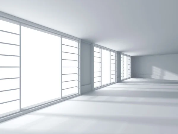 Quarto branco abstrato com janelas — Fotografia de Stock