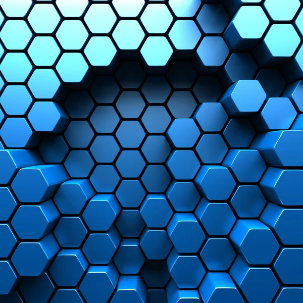 Blue abstract hexagons bricks wall — Stock Photo, Image