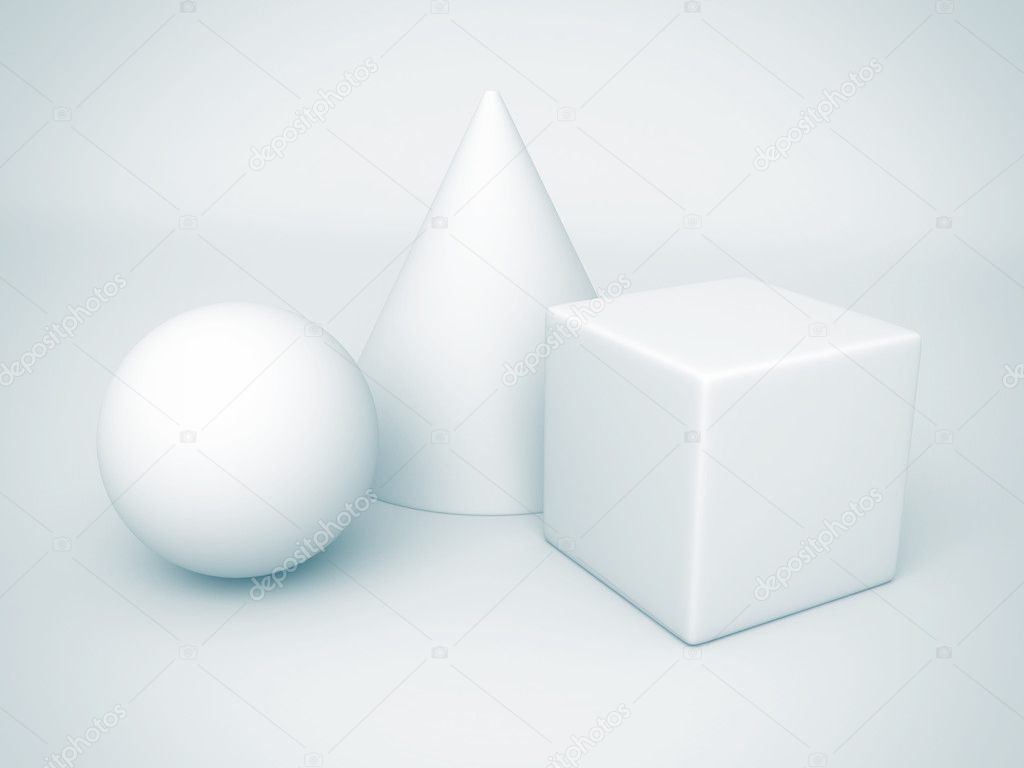 white basic geometric shapes. 