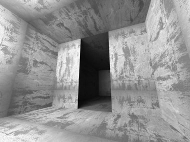 Karanlık beton boş odası iç 