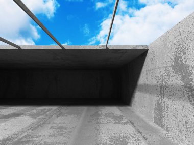 Bulutlu gökyüzü üzerinde beton mimari